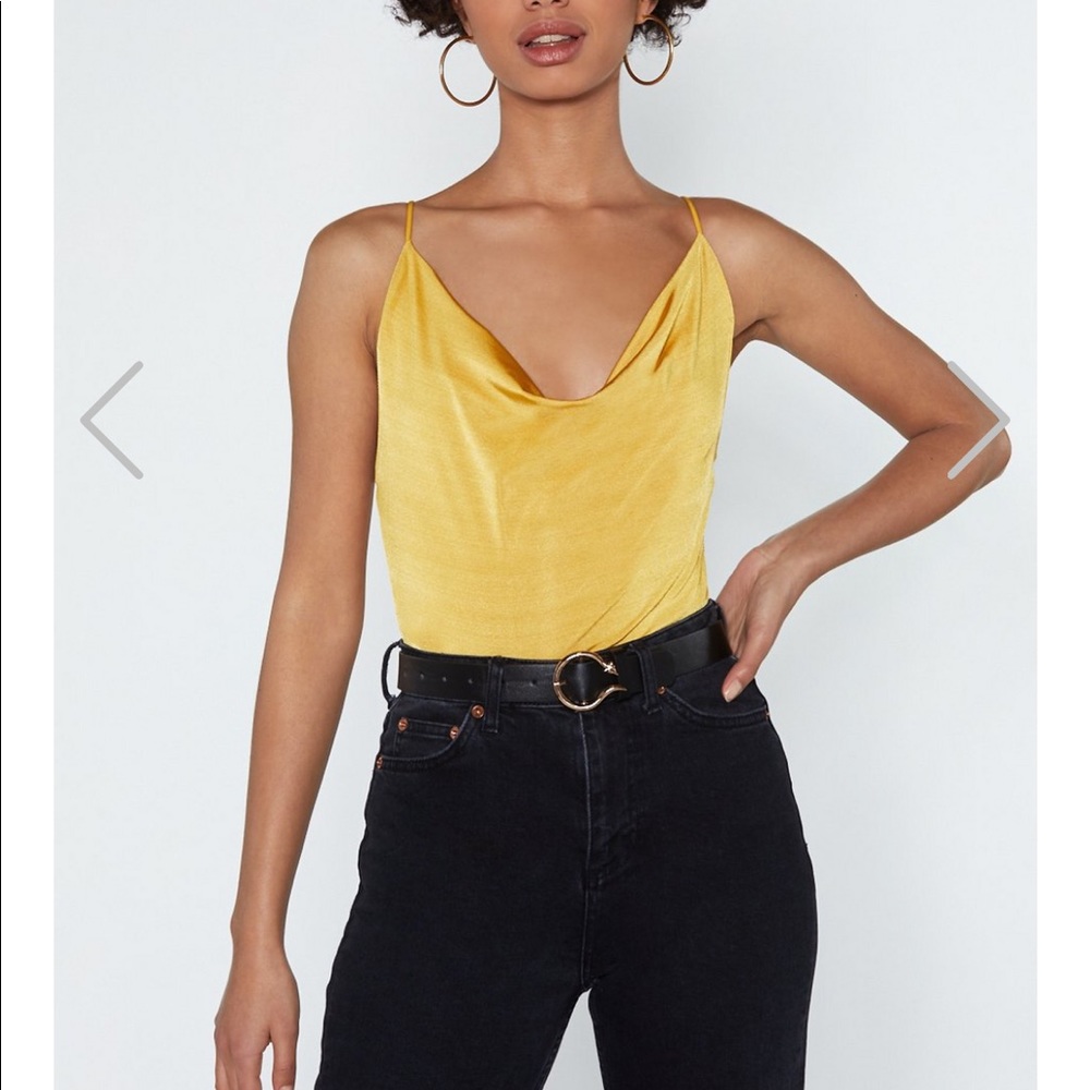 cowl neck satin bodysuit